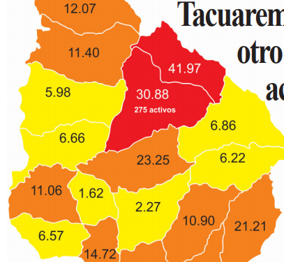 Con 55 nuevos casos Tacuarembó marca otro récord de activos: 275