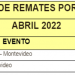 CARTELERA DE REMATES POR PANTALLA