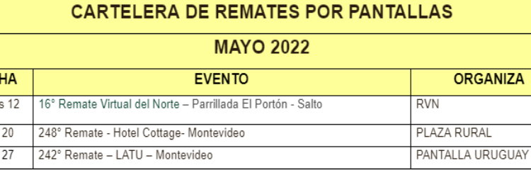 CARTELERA DE REMATES POR PANTALLAS