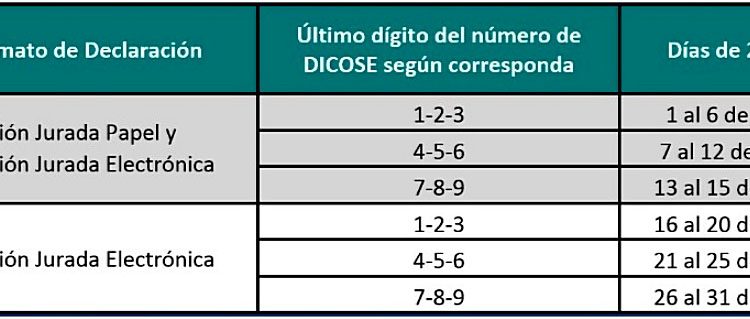 Declaración Jurada Anual de DICOSE 2022